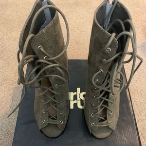 Khaki Green Lace Up Heels